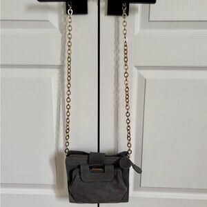 BCBGMaxAzria Runway Slate Leather Crossbody Bag with Gold Chain